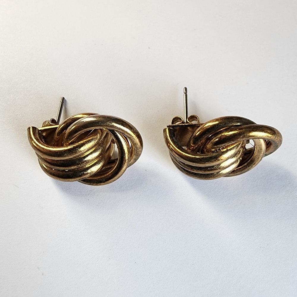 Golden Circle Earrings/Interlocking Circle Earrin… - image 1